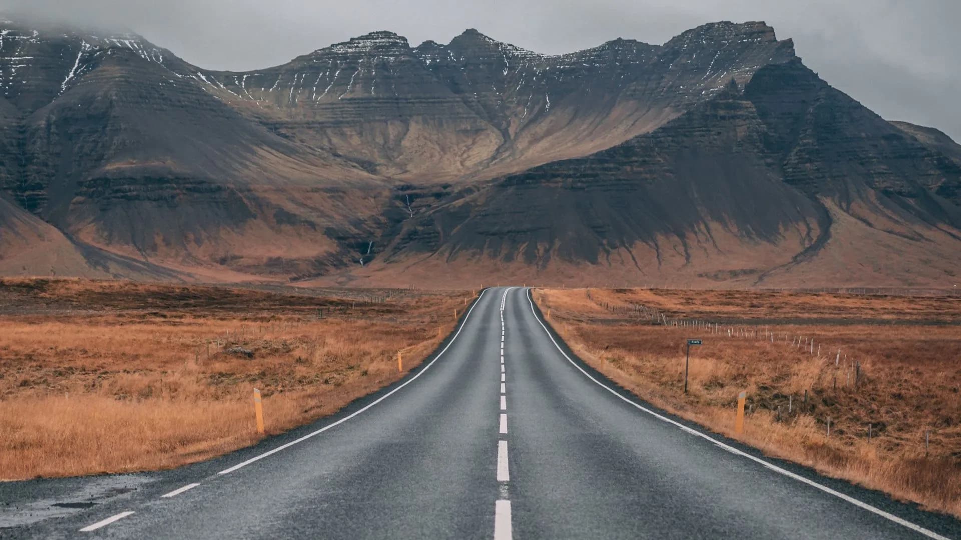 Desert Road Leading to Mountains